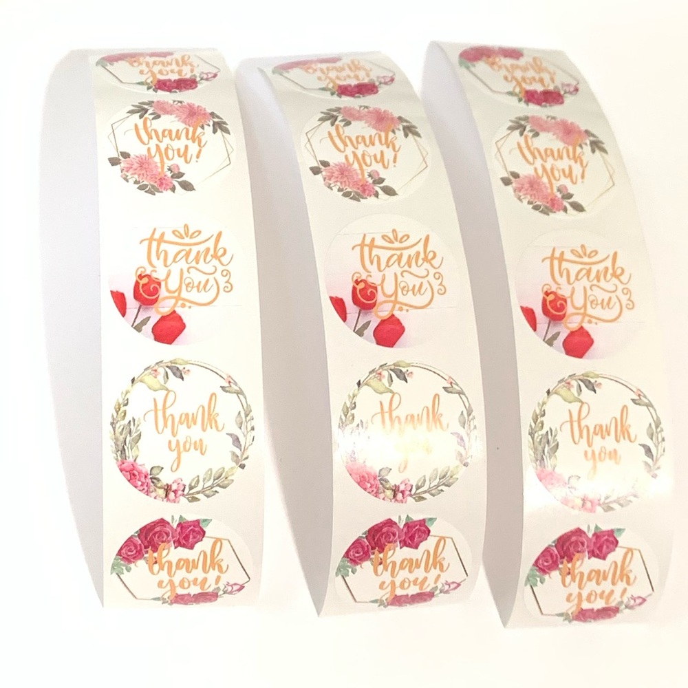 Set of 15 Floral Thank You Stickers